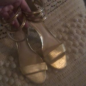 Gold Vince Camuto strapped heels